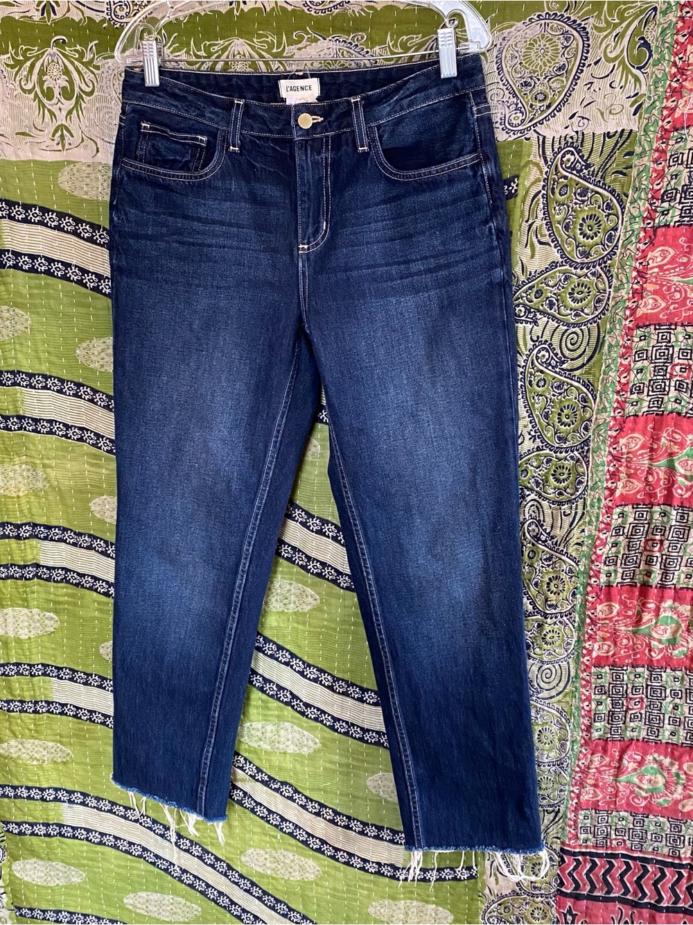 L'Agence Grainger Milana Stovepipe Low Rise Raw Edge Jeans Size 28 Quiet Luxury - Picture 7 of 15
